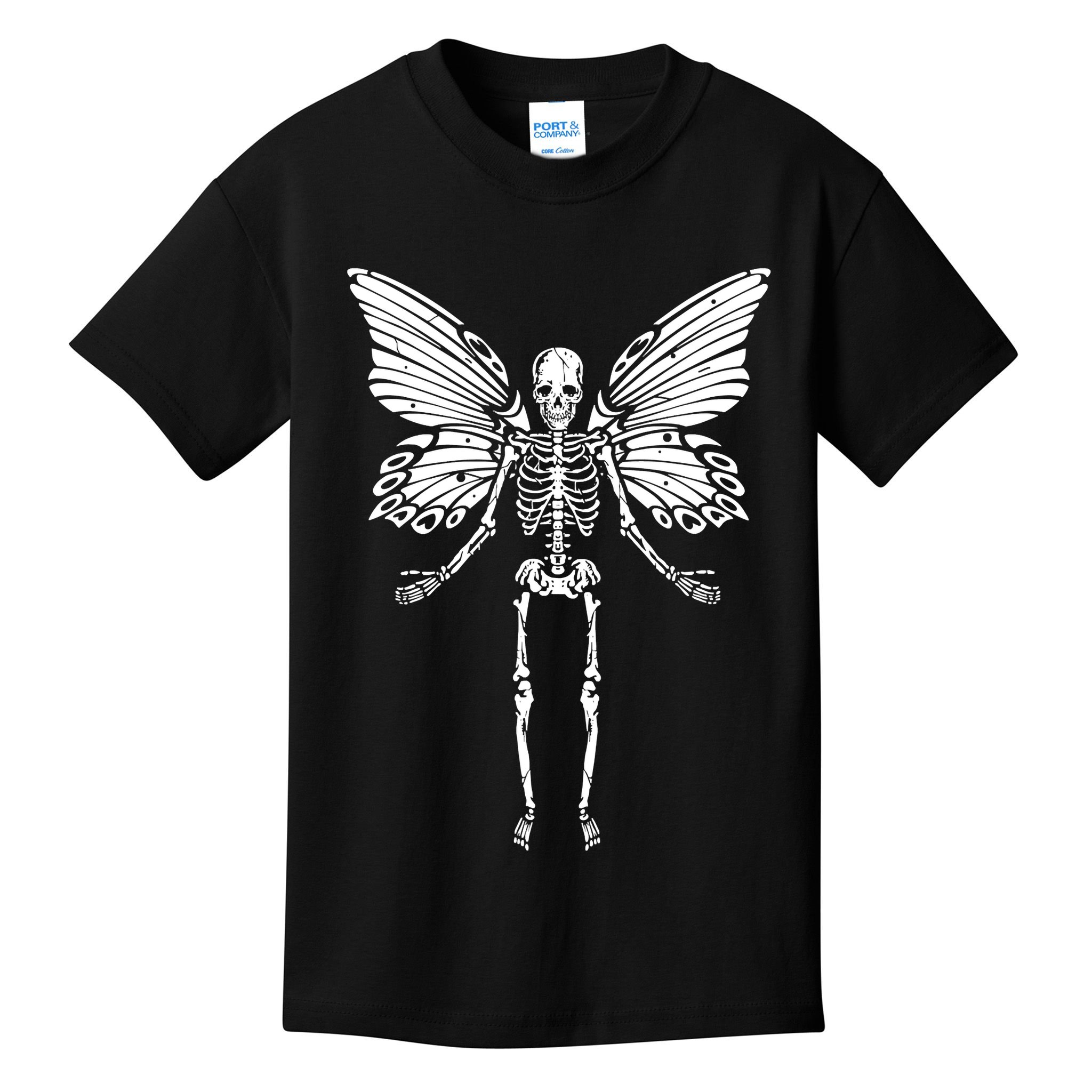 Fairycore Aesthetic Gothic Butterfly Skeleton Fairy Grunge Kids T-Shirt