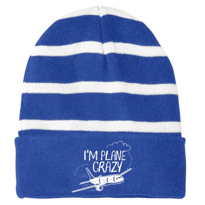 Funny Airplane Gift For Plane Lovers Plane Crazy Cute Gift Striped Beanie with Solid Band