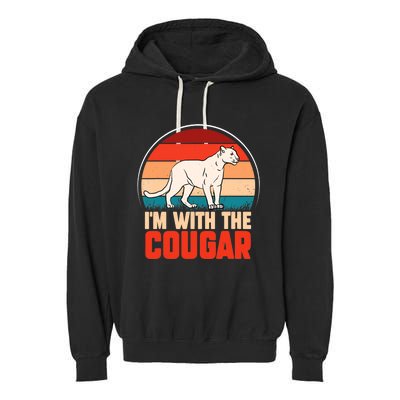 Funny animal graphic I'm with the cougar Garment-Dyed Fleece Hoodie