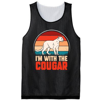 Funny animal graphic I'm with the cougar Mesh Reversible Basketball Jersey Tank