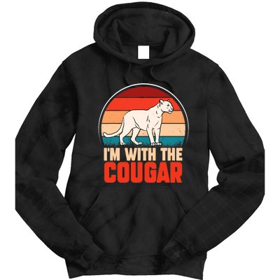 Funny animal graphic I'm with the cougar Tie Dye Hoodie