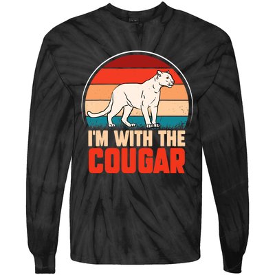 Funny animal graphic I'm with the cougar Tie-Dye Long Sleeve Shirt