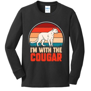 Funny animal graphic I'm with the cougar Kids Long Sleeve Shirt