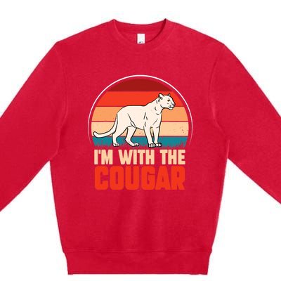 Funny animal graphic I'm with the cougar Premium Crewneck Sweatshirt