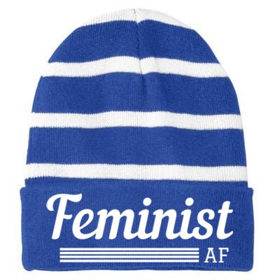 Feminist Af Gift Feminist Equality Movet Gift Striped Beanie with Solid Band