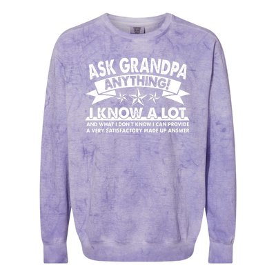 Funny Ask Grandpa Anything I Know A Lot Colorblast Crewneck Sweatshirt