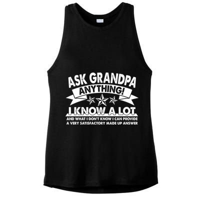 Funny Ask Grandpa Anything I Know A Lot Ladies PosiCharge Tri-Blend Wicking Tank