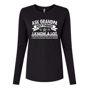 Funny Ask Grandpa Anything I Know A Lot Womens Cotton Relaxed Long Sleeve T-Shirt