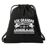 Funny Ask Grandpa Anything I Know A Lot Drawstring Bag