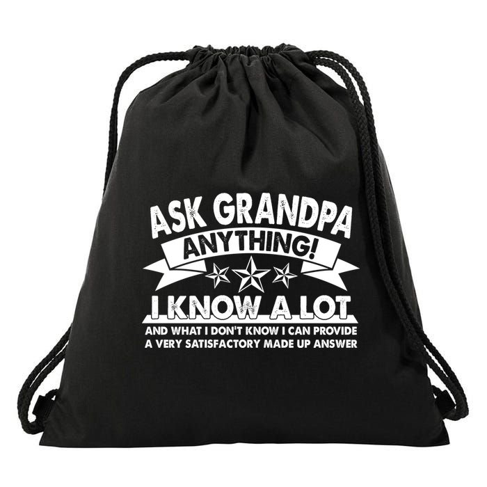 Funny Ask Grandpa Anything I Know A Lot Drawstring Bag