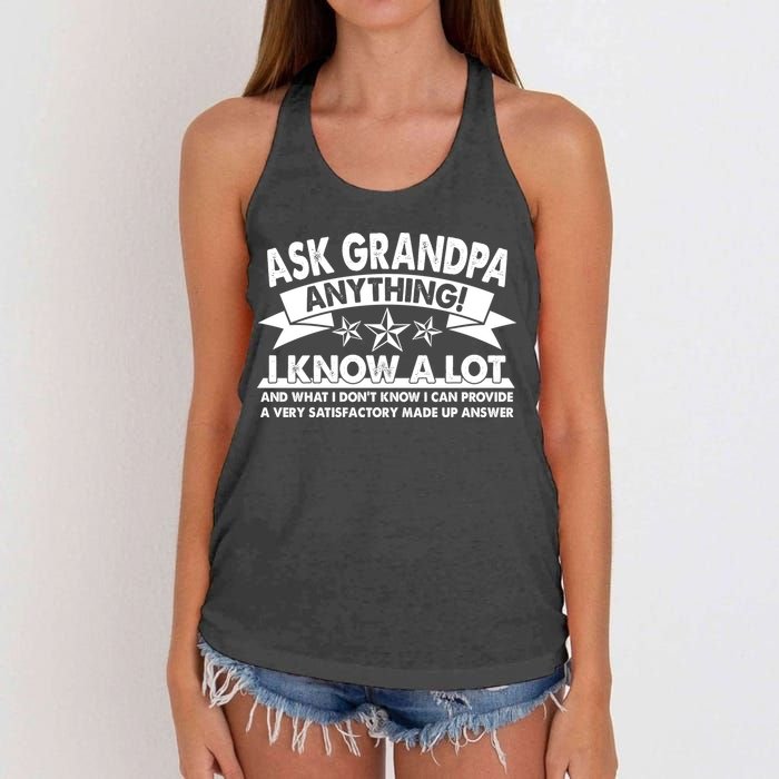Funny Ask Grandpa Anything I Know A Lot Women's Knotted Racerback Tank
