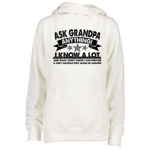 Funny Ask Grandpa Anything I Know A Lot Womens Funnel Neck Pullover Hood