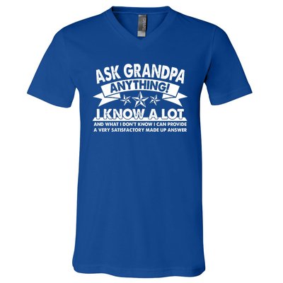 Funny Ask Grandpa Anything I Know A Lot V-Neck T-Shirt