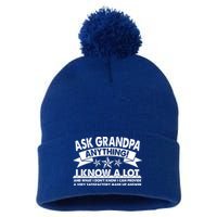 Funny Ask Grandpa Anything I Know A Lot Pom Pom 12in Knit Beanie