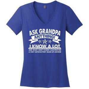 Funny Ask Grandpa Anything I Know A Lot Women's V-Neck T-Shirt