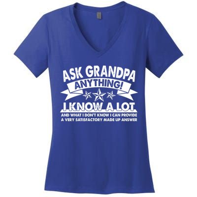 Funny Ask Grandpa Anything I Know A Lot Women's V-Neck T-Shirt