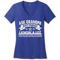 Funny Ask Grandpa Anything I Know A Lot Women's V-Neck T-Shirt