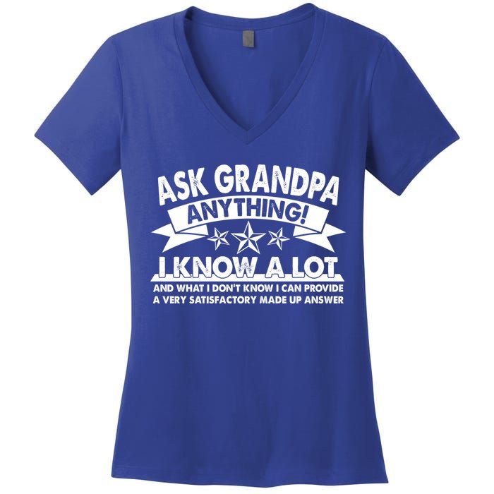 Funny Ask Grandpa Anything I Know A Lot Women's V-Neck T-Shirt
