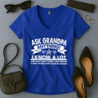 Funny Ask Grandpa Anything I Know A Lot Women's V-Neck T-Shirt
