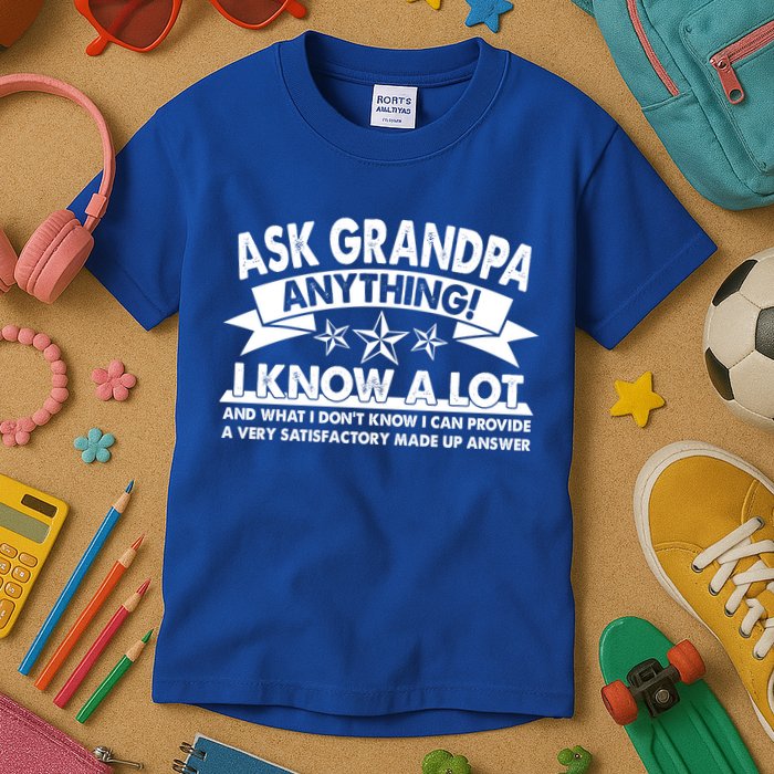 Funny Ask Grandpa Anything I Know A Lot Kids T-Shirt