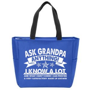 Funny Ask Grandpa Anything I Know A Lot Zip Tote Bag