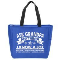 Funny Ask Grandpa Anything I Know A Lot Zip Tote Bag