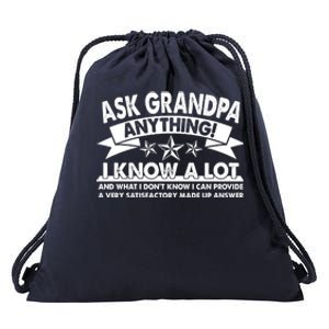 Funny Ask Grandpa Anything I Know A Lot Drawstring Bag