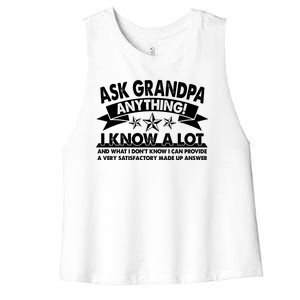 Funny Ask Grandpa Anything I Know A Lot Women's Racerback Cropped Tank