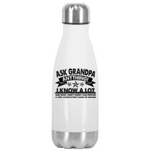 Funny Ask Grandpa Anything I Know A Lot Stainless Steel Insulated Water Bottle