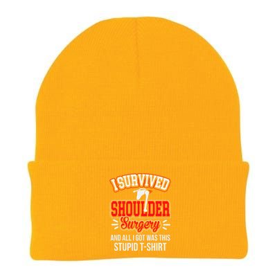 Funny After Gag Survived Shoulder Surgery All I Got Stupid Knit Cap Winter Beanie