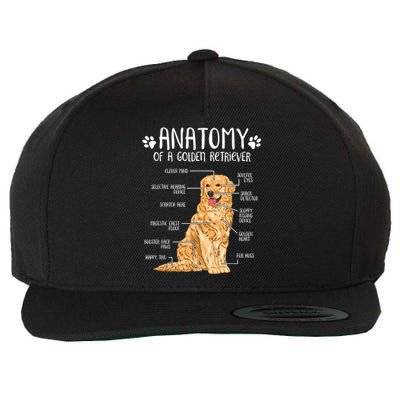 Funny Anatomy Golden Retriever Dog Lover Wool Snapback Cap