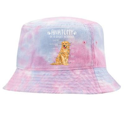 Funny Anatomy Golden Retriever Dog Lover Tie-Dyed Bucket Hat