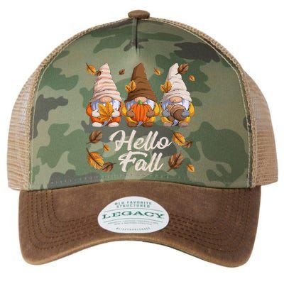 Funny Autumn Gnomes Autumn Leaves Hello Fall  Legacy Tie Dye Trucker Hat