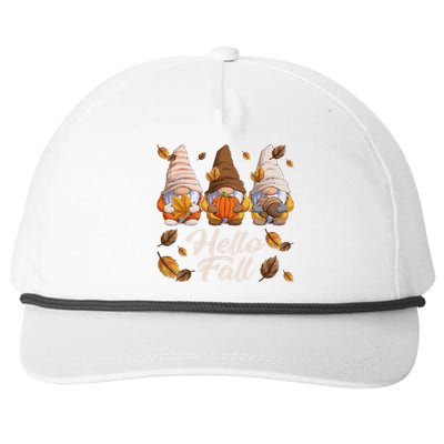 Funny Autumn Gnomes Autumn Leaves Hello Fall  Snapback Five-Panel Rope Hat