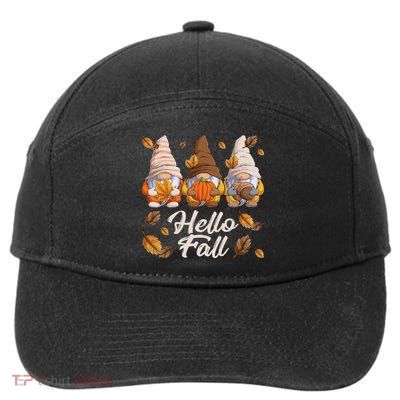Funny Autumn Gnomes Autumn Leaves Hello Fall  7-Panel Snapback Hat