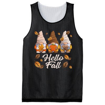 Funny Autumn Gnomes Autumn Leaves Hello Fall  Mesh Reversible Basketball Jersey Tank