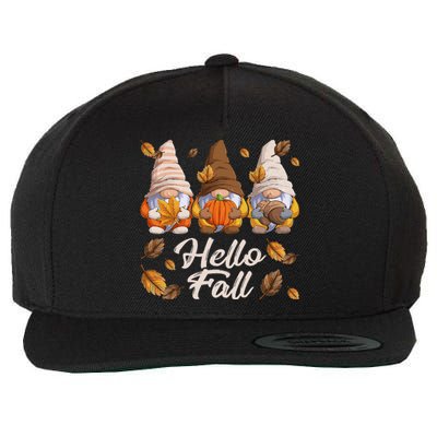 Funny Autumn Gnomes Autumn Leaves Hello Fall  Wool Snapback Cap