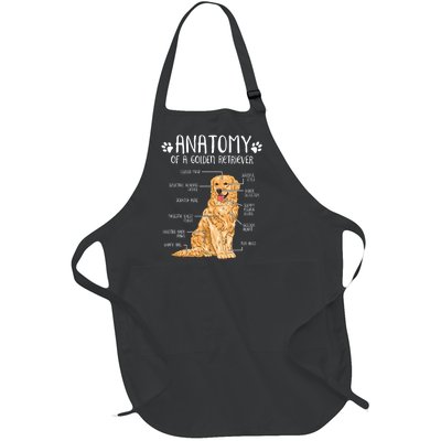 Funny Anatomy Golden Retriever Dog Lover Full-Length Apron With Pockets