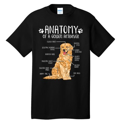 Funny Anatomy Golden Retriever Dog Lover Tall T-Shirt