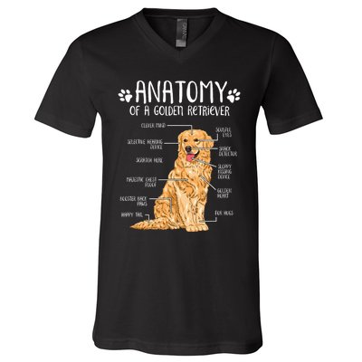 Funny Anatomy Golden Retriever Dog Lover V-Neck T-Shirt