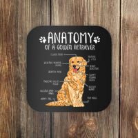 Funny Anatomy Golden Retriever Dog Lover Coaster