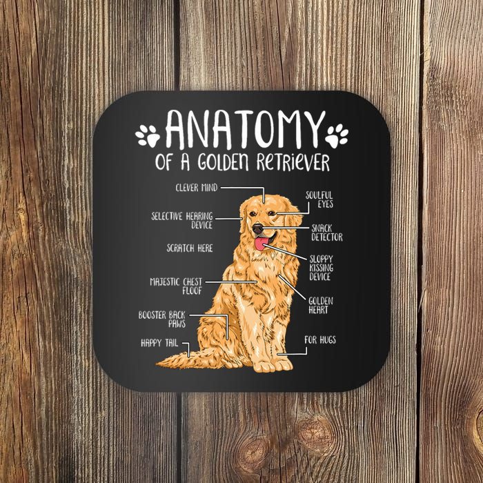 Funny Anatomy Golden Retriever Dog Lover Coaster