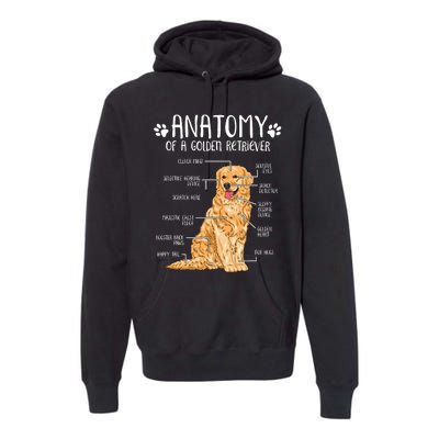 Funny Anatomy Golden Retriever Dog Lover Premium Hoodie