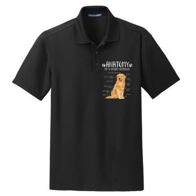 Funny Anatomy Golden Retriever Dog Lover Dry Zone Grid Polo