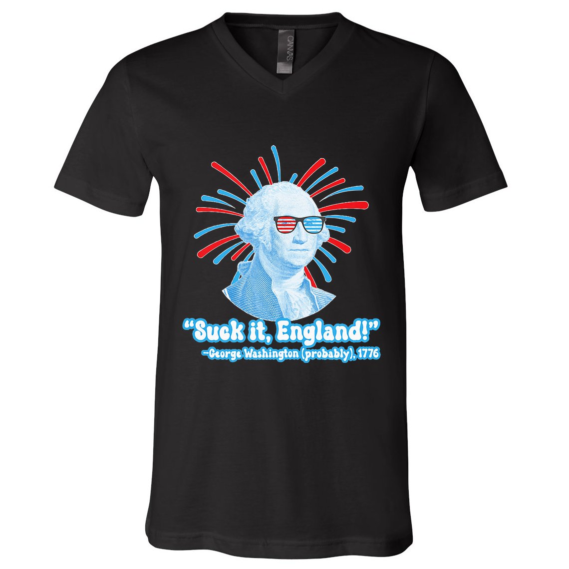 Funny American Gift Suck It England George Washington V-Neck T-Shirt