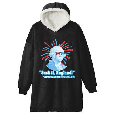 Funny American Gift Suck It England George Washington Hooded Wearable Blanket