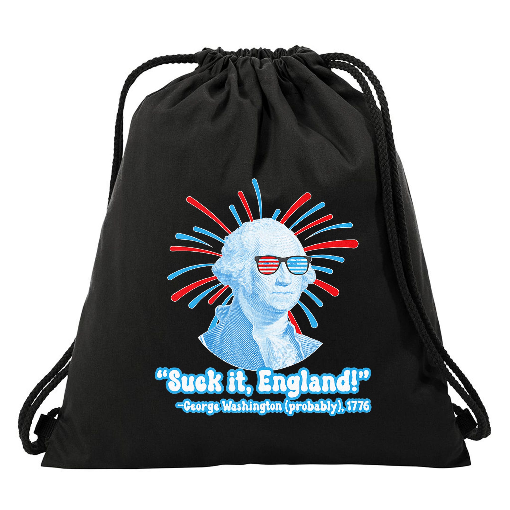 Funny American Gift Suck It England George Washington Drawstring Bag