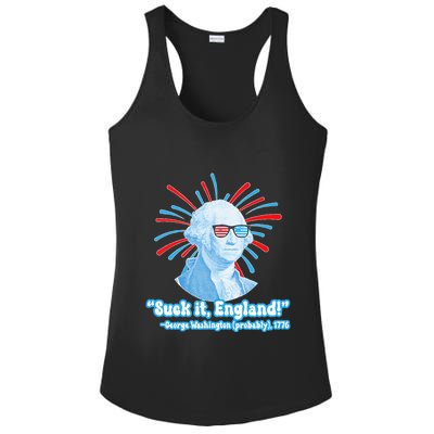 Funny American Gift Suck It England George Washington Ladies PosiCharge Competitor Racerback Tank