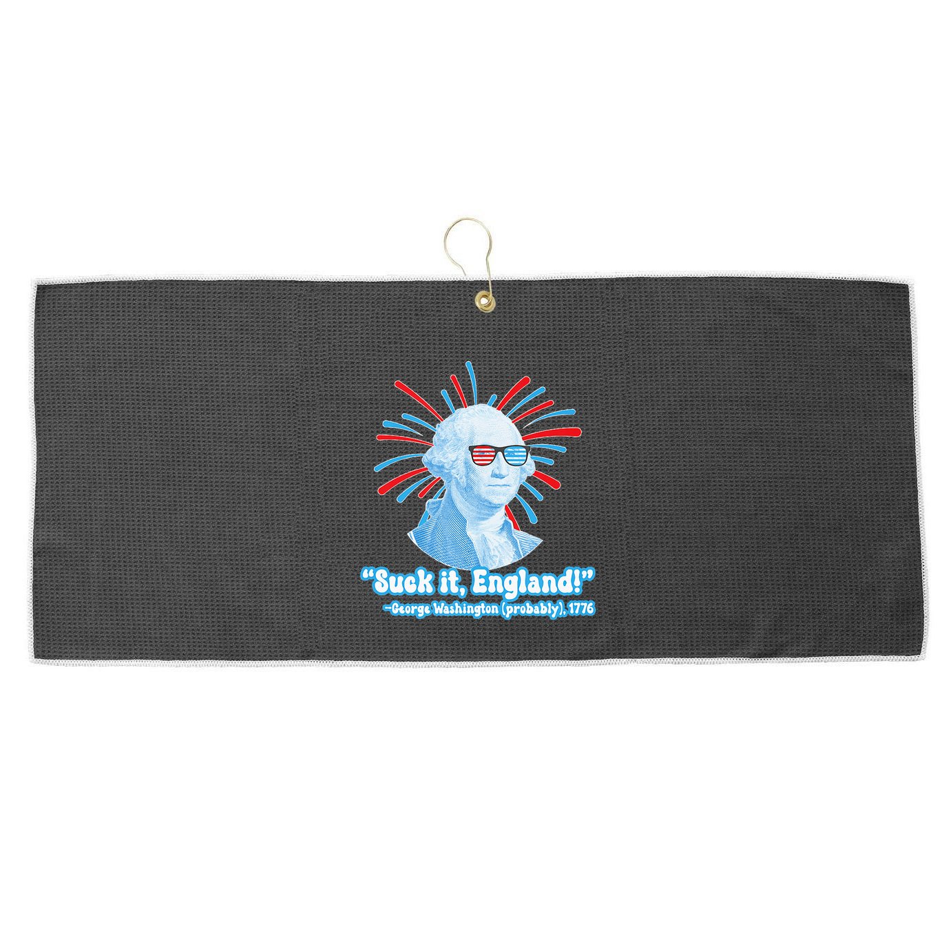 Funny American Gift Suck It England George Washington Large Microfiber Waffle Golf Towel