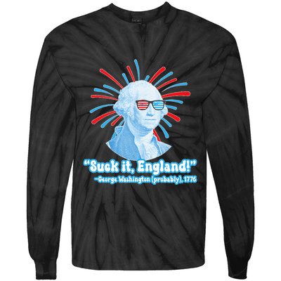 Funny American Gift Suck It England George Washington Tie-Dye Long Sleeve Shirt
